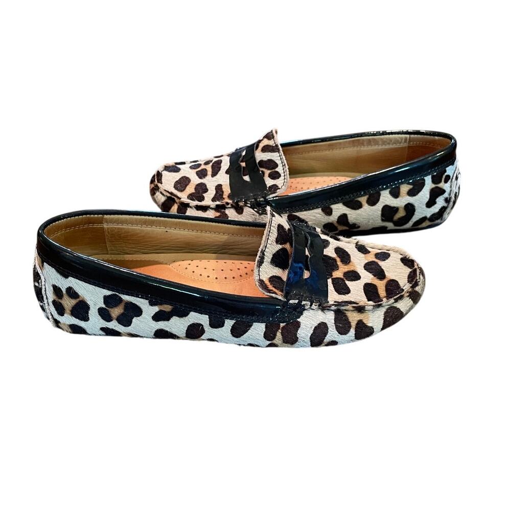 G.H. Bass & Co. Missy Patent Leather Animal Print Driving Loafers, Size 6.5